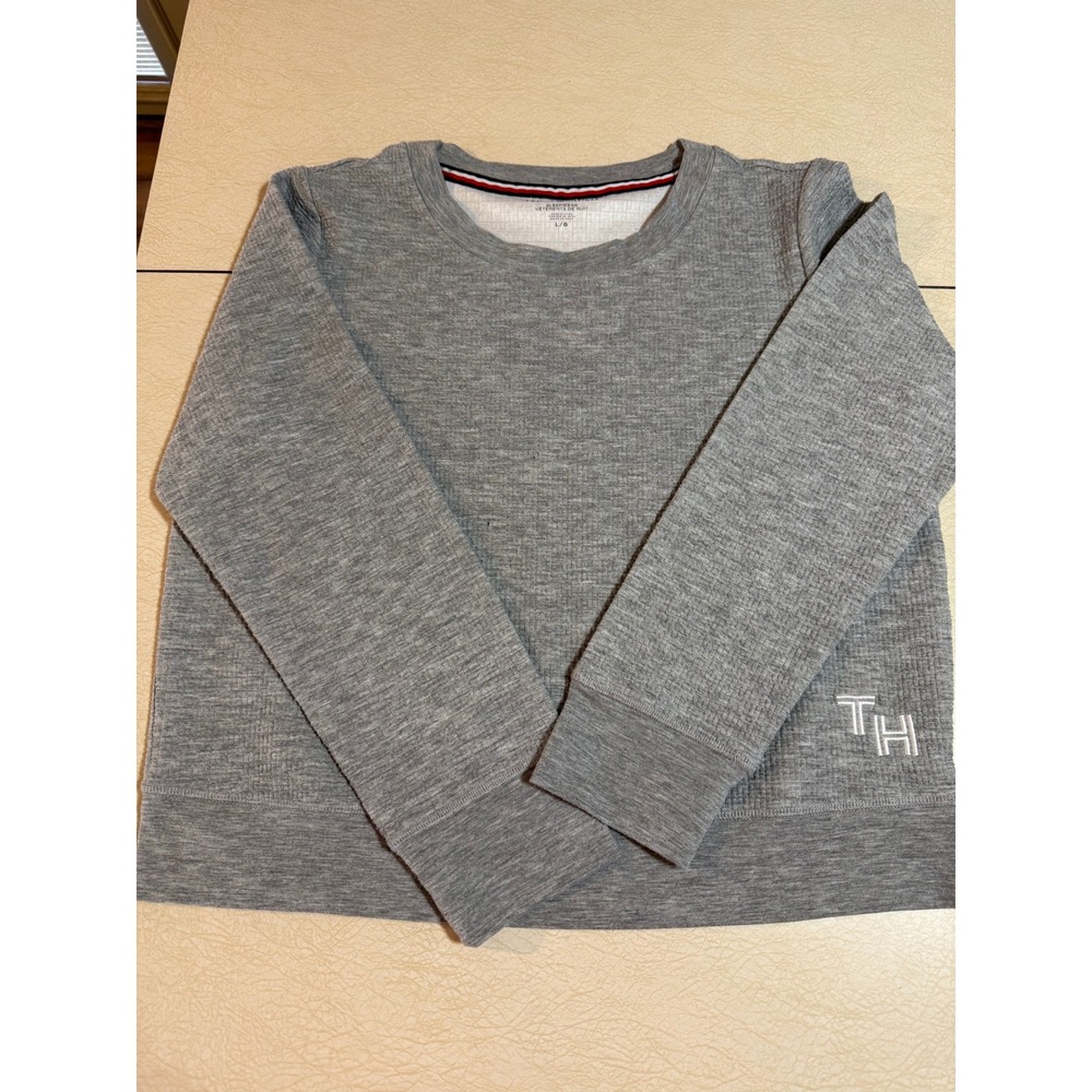 Tommy Hilfiger Womens Heather Gray Waffle Knit Sleepwear Pajama Top Large